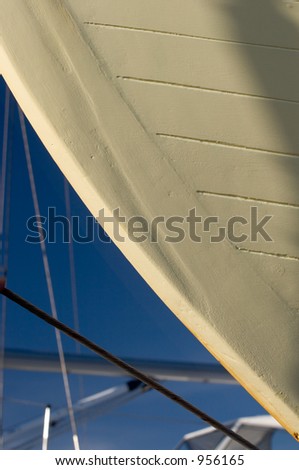 Photo of a detail of a commercial fishing boat\'s hull in dry dock