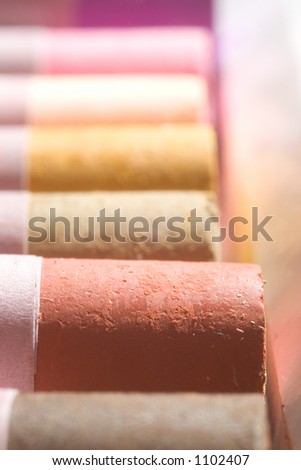 A line of earth-tone pastels