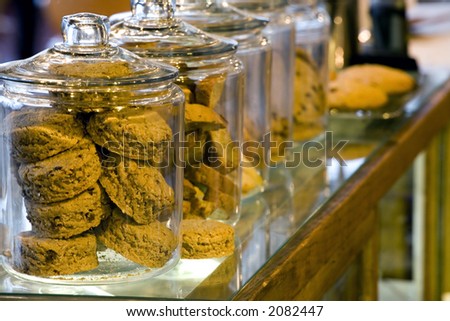 Glass Shop Coffee on Photo Of Glass Cookie Jars In A Combination Coffee Shop And Bakery