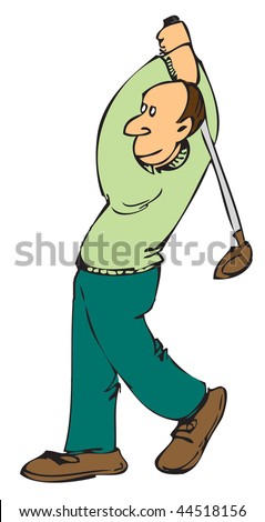 Cartoon Playing Golf