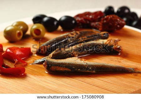 Canned Sardines and Vegetables. Appetizer series.