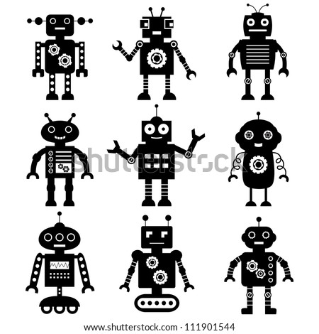 Vector robot silhouettes set Vector robot silhouettes set