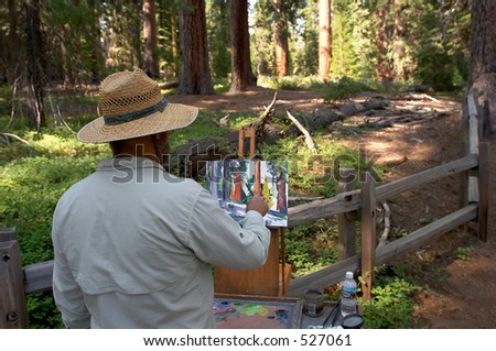 Artist painting outdoors