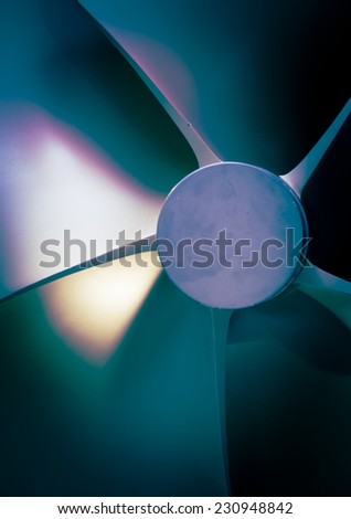 Boat Propeller close-up detail nice tech background or abstract texture, artistic toned photo
