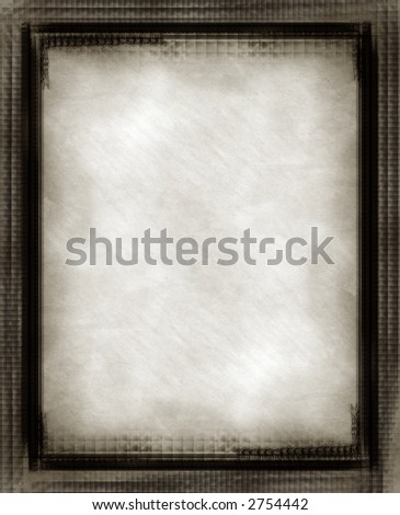 Computer designed highly detailed grunge border and aged textured paper background with space for your text or image
