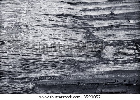 Old docks on the Adriatic sea , black and white photo