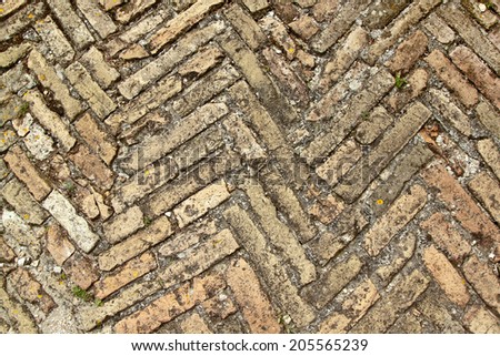 Herringbone ancient bricks texture, can be used as background