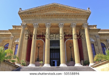 Massimo Theater Pronaos, Palermo, Sicily. The biggest opera theater in Italy