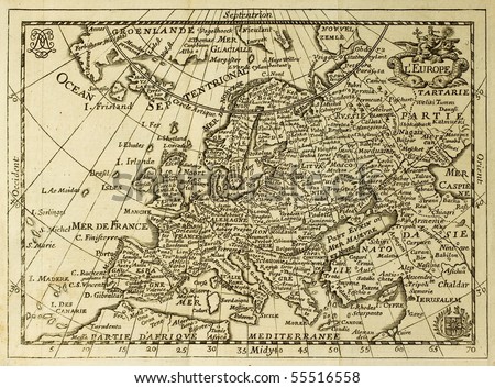 1871 map of europe. stock photo : Old map Europe