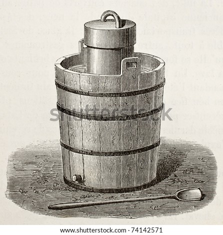  Fashioned  Cream Maker on Old Illustration Of An Antique Ice Cream Maker  Original  By