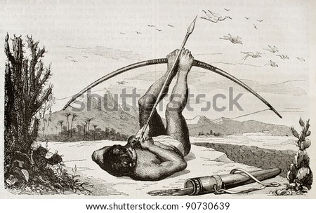 [Aventura]: Os Escolhidos - Página 15 Stock-photo-native-brazilian-stretching-bow-with-feet-created-by-debret-published-on-magasin-pittoresque-90730639