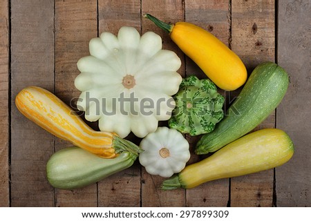 Marrow Still Life/a set of various marrows and squashes on wooden board