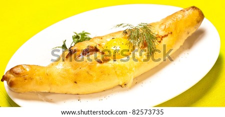 Plate with meal, on a white background it is isolated