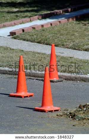Emergency road cones for road work.