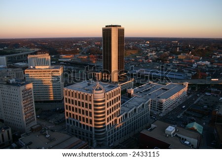 Above Richmond - View of the James Monroe Building at Sunset