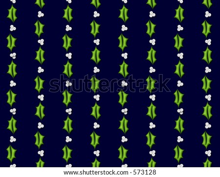 Background with a straight pattern of holly-leaves and berries