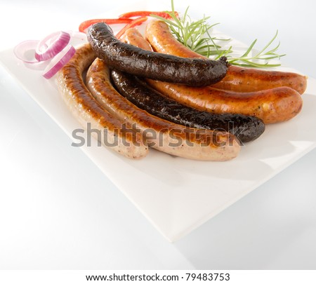 White baked sausage and grilled black pudding