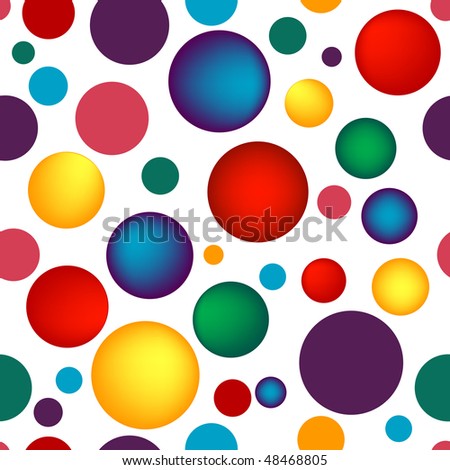 Abstract seamless white pattern with vivid colorful balls