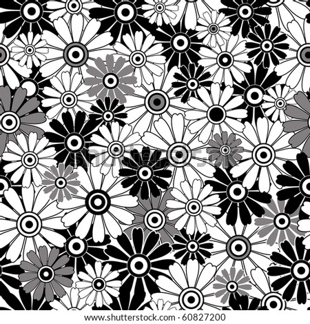 stock vector White grey and black repeating floral pattern with lily