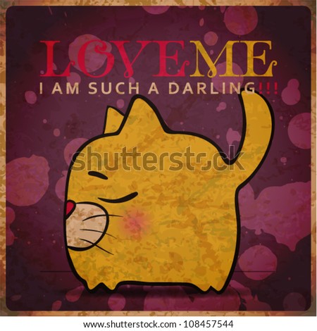 EPS10 vintage card with cartoon kitty EPS10 vintage card with cartoon kitty