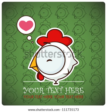 Animal greeting card with funny cartoon cock. Animal greeting card with funny cartoon cock.