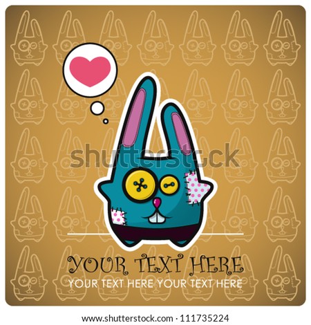 Animal greeting card with funny cartoon rabbit. Animal greeting card with funny cartoon rabbit.