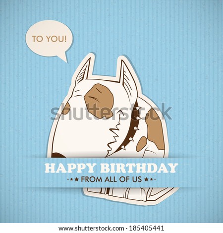 Paper cartoon doggy applique vector card Paper cartoon doggy applique vector card