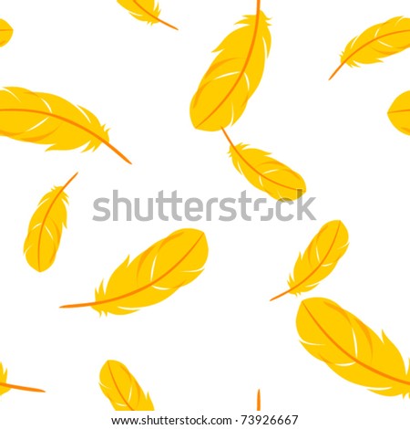 Yellow Feathers On White Background. Vector Illustration - 73926667