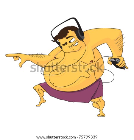 fat man dancing. stock vector : The dancing fat