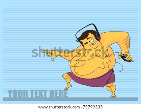 fat guy dancing gif. fat man dancing. stock vector