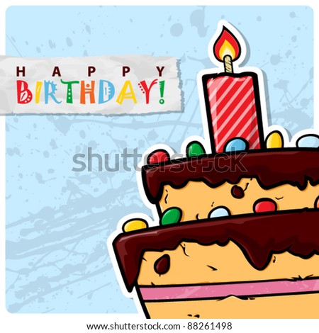 Birthday Card Vector on Stock Vector   Cartoon Birthday Cake Card  Vector Illustration
