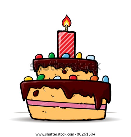 Cartoon Birthday Cake on Stock Vector   Cartoon Birthday Cake Card  Vector Illustration