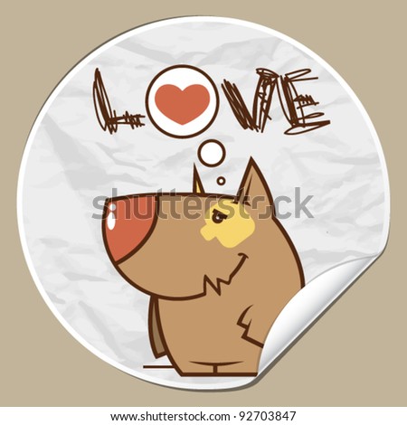 stock vector : Sticker with funny cartoon dog. Vector.