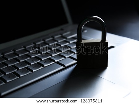 Laptop and padlock. Concept of computer security./Computer security