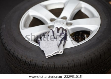 Auto tire change in professional car repair service