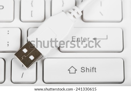 Connecting USB port to laptop computer. Technology