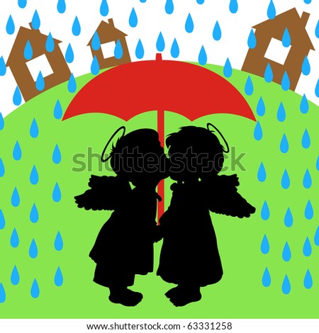 red umbrella kiss