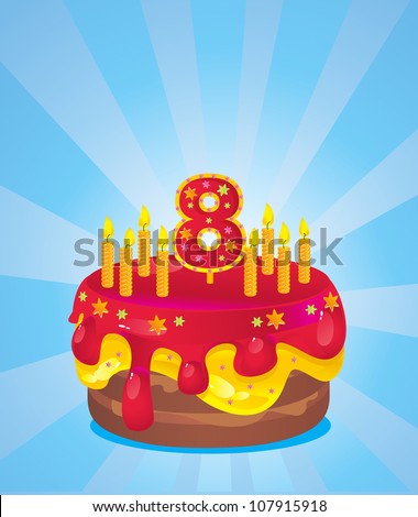 Birthday Cake  Candles on Colorful Iced Birthday Cake With Candles Stock Vector 107915918