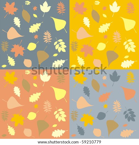 Pattern from leaves of a maple, an ash-tree, a poplar, a birch, an aspen, an oak and a mountain ash