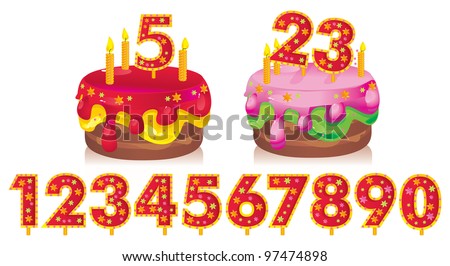 birthday cake with candles and a set of numbers for your dates