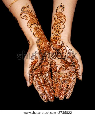 stock photo a design on hands against a black background