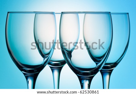 Four wine glasses on a circle white background