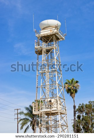Top part of the radar tower spins rapidly for electronic communications.