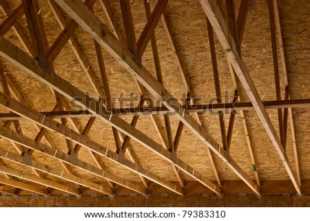 Truss roof with a shallow depth of field.