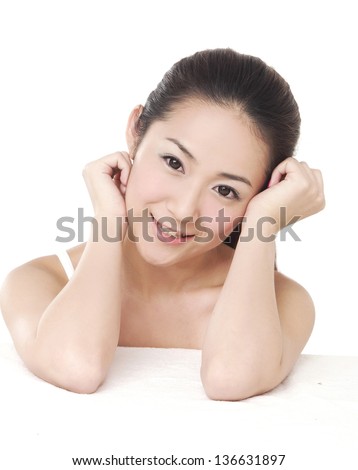 girl Skin care smile face close up and <b>her touch</b> health face - stock-photo-girl-skin-care-smile-face-close-up-and-her-touch-health-face-136631897