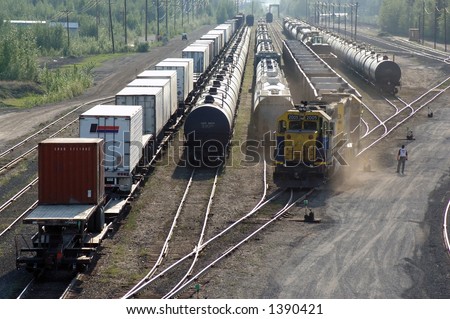 Train connects to coal cars