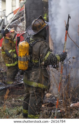 Detroit Fire department at work fighting a house fire