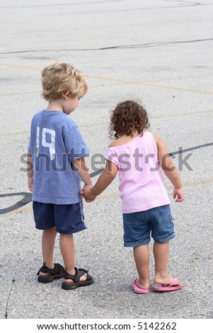 Holding Hands Kids. stock photo : two kids holding