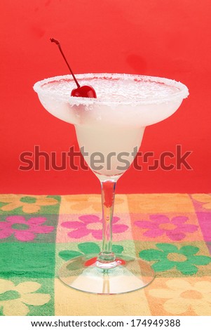 Margarita Cocktail --  dinner drink in traditional colors and design of  Mexican Restaurant.