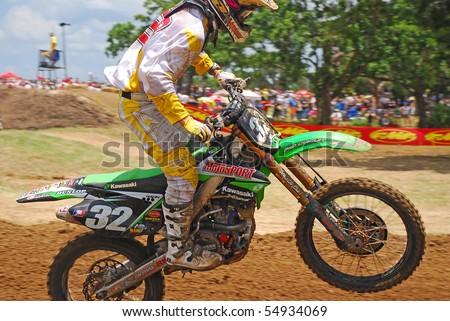 WORTHAM, TEXAS - JUNE 8:  Texan Tommy Hahn handled the 100 degree heat very well at Freestone round of AMA/Toyota Motocross Lites National Championship Series on June 8, 2008 in Wortham, TX.